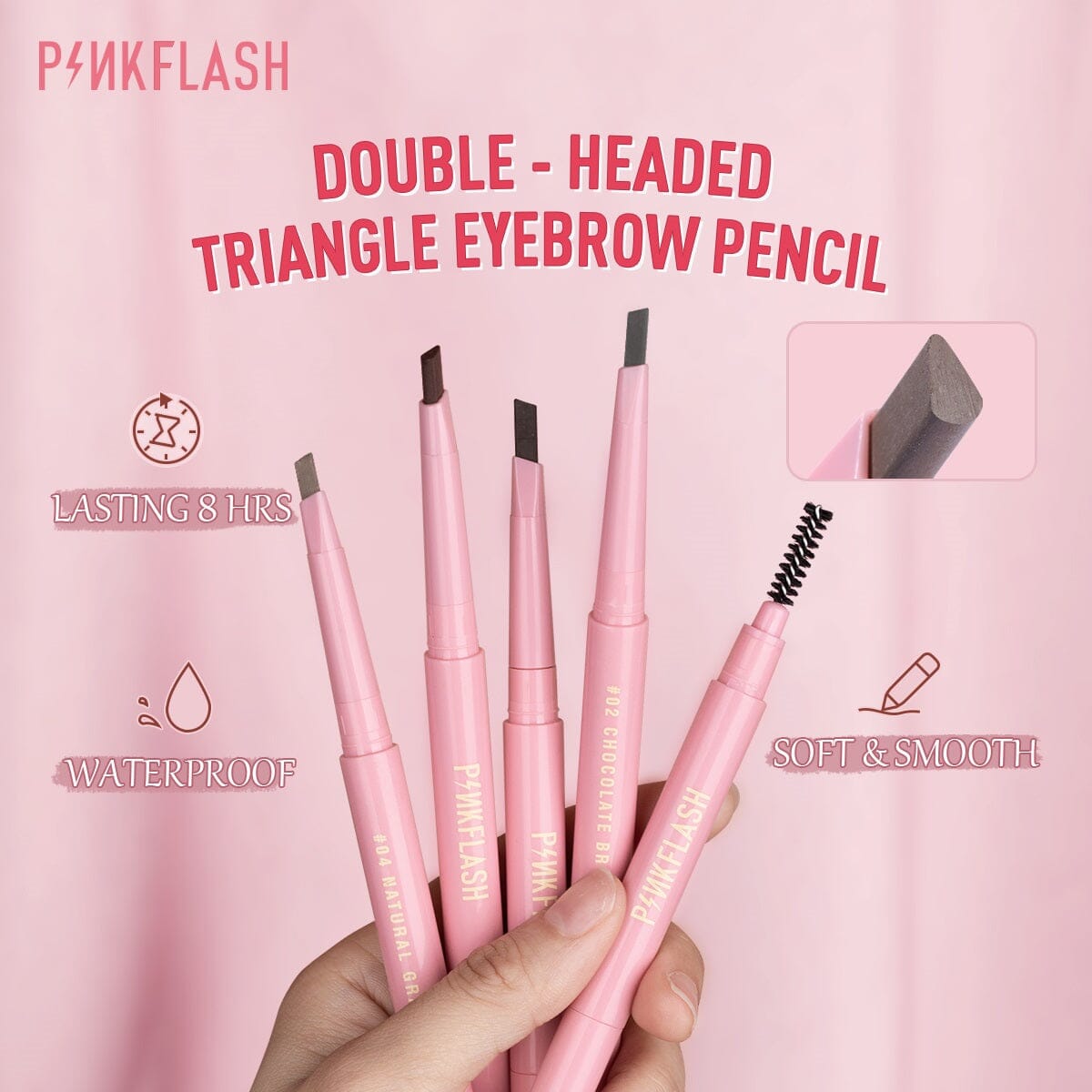 PINK FLASH-E09 Waterproof Auto Eyebrow Pencil-#2