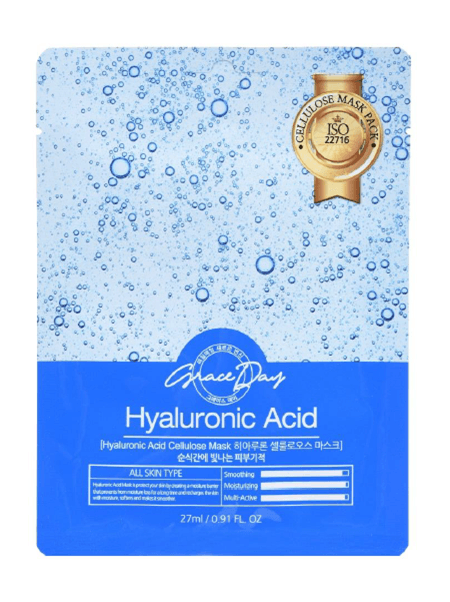 GRACE DAY Traditional Oriental Mask Sheet - Hyaluronic Acid 27ml - Skin Type - Dry and Dull Skin, Anti Aging, Fine Lines, Wrinkles.